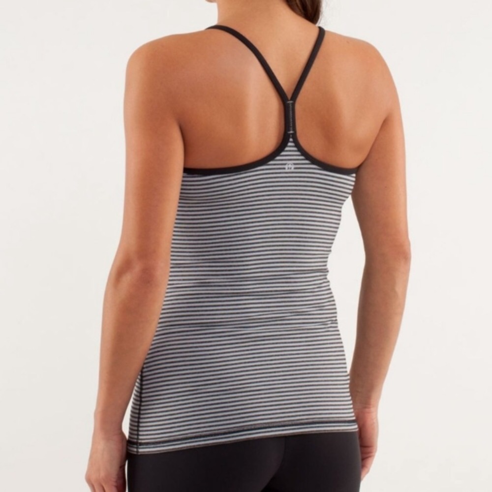 lululemon athletica Black and White Striped Racerback Tank Top